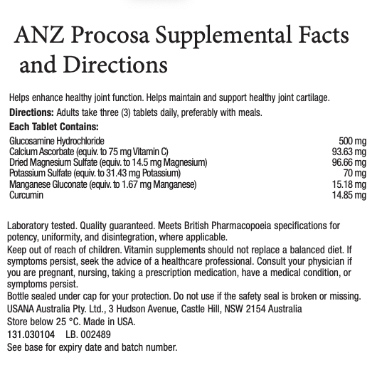 ANZ Procosa Supplement Facts