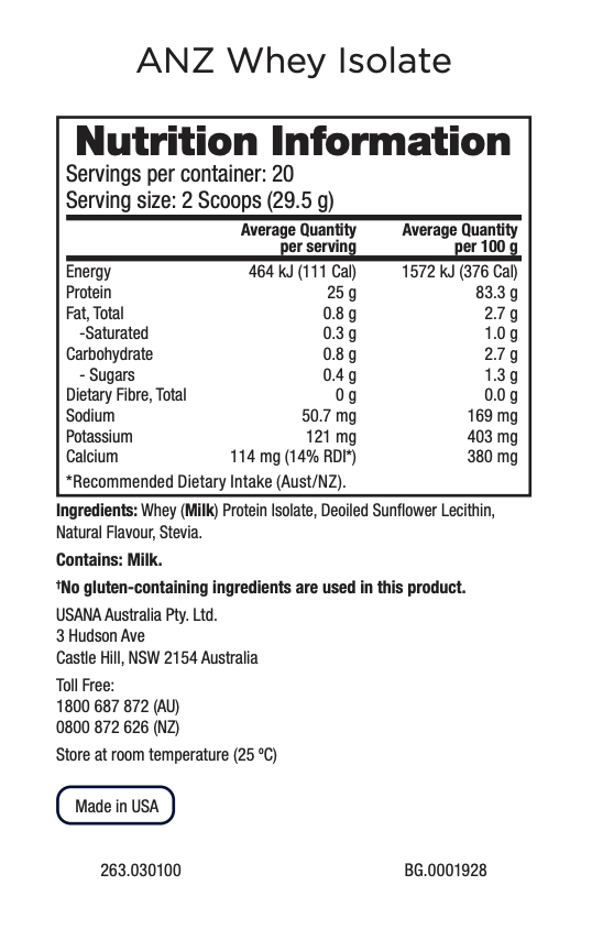Whey Protein Isolate ANZ