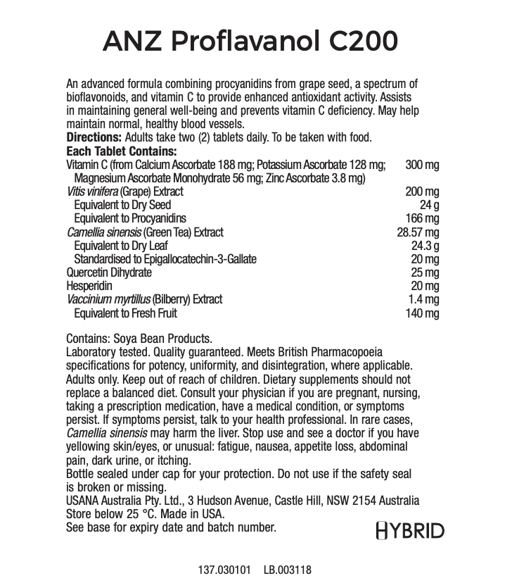 usana proflavanol c200 anz supplement facts