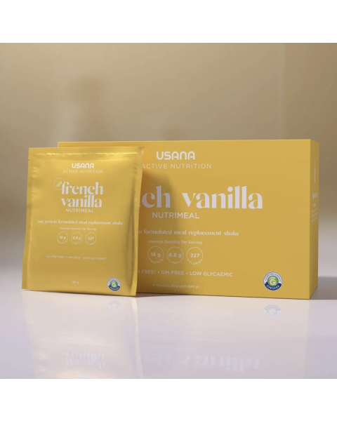 alt USANA Bulk Nutrimeal Pouches - French Vanilla (28 pouches) text